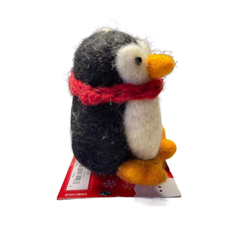 Pokey Penguin Handmade Felted Wool Ornament for Hanging or Shelf Sitter - Picture 2 of 4